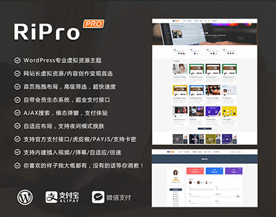 RiPro6.3.8 日主题修复版WordPress资源下载站主题模板 去后门加密