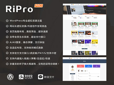 WordPress主题 RiPro 4.6.0资源支付下载主题模板 无授权SG11扩展